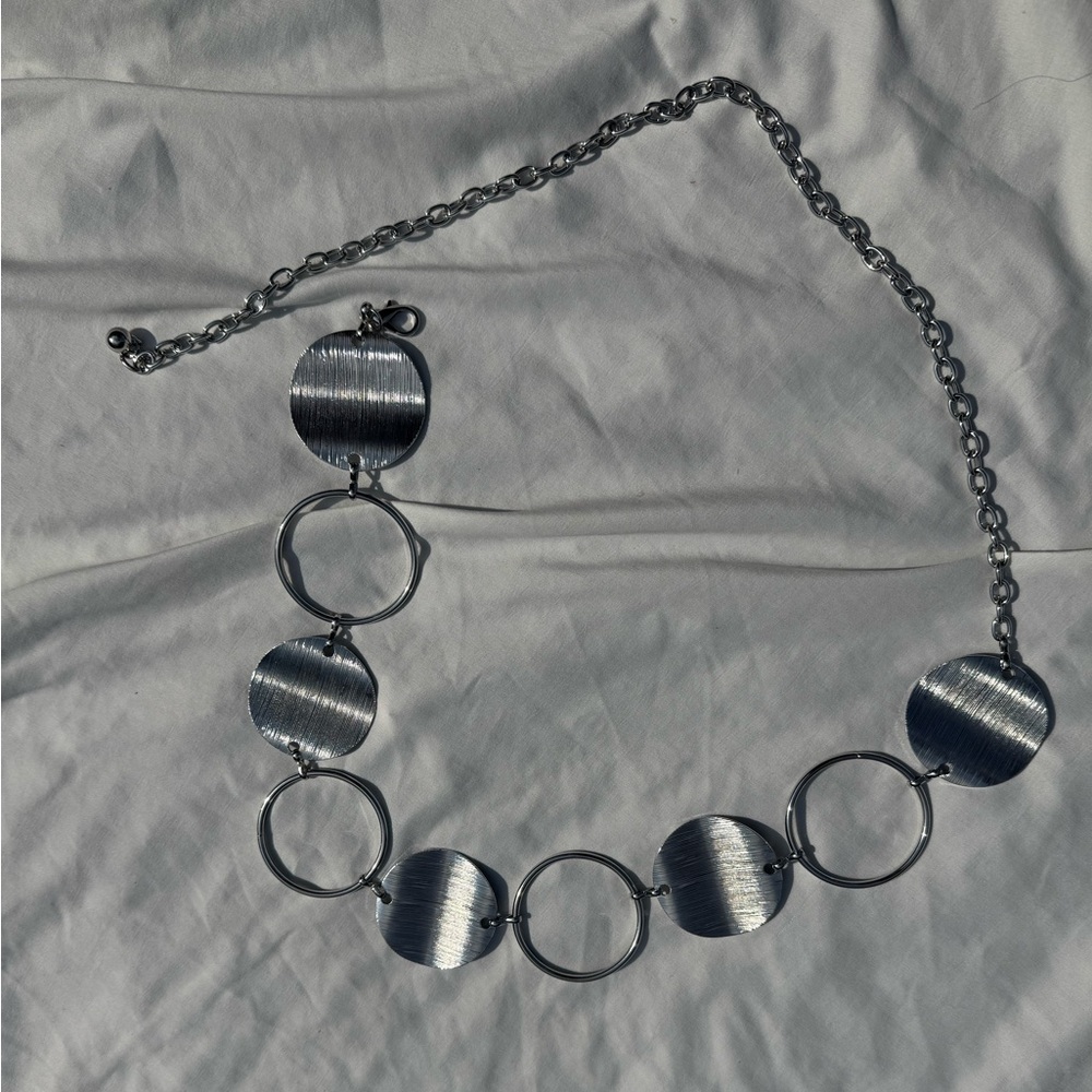 Silver Chain Belt with Hoops and Discs